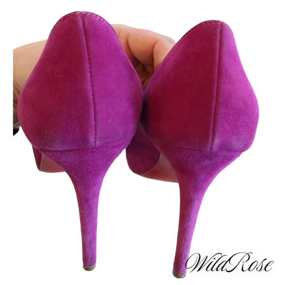 CHRISTIAN LOUBOUTIN Fuchsia Pink Purple SUEDE RON RON 100 Veau Velours PUMPS 36 - Picture 10 of 17